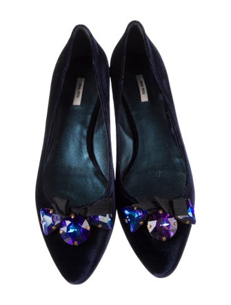 Miu Miu Velvet Bow Accents Flats