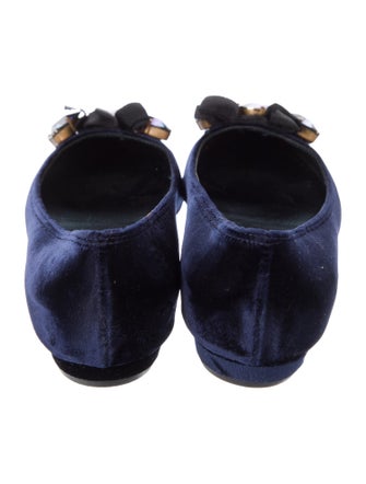 Miu Miu Velvet Bow Accents Flats