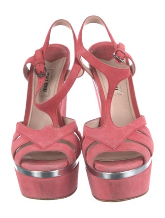 Miu Miu Suede T-Strap Sandals