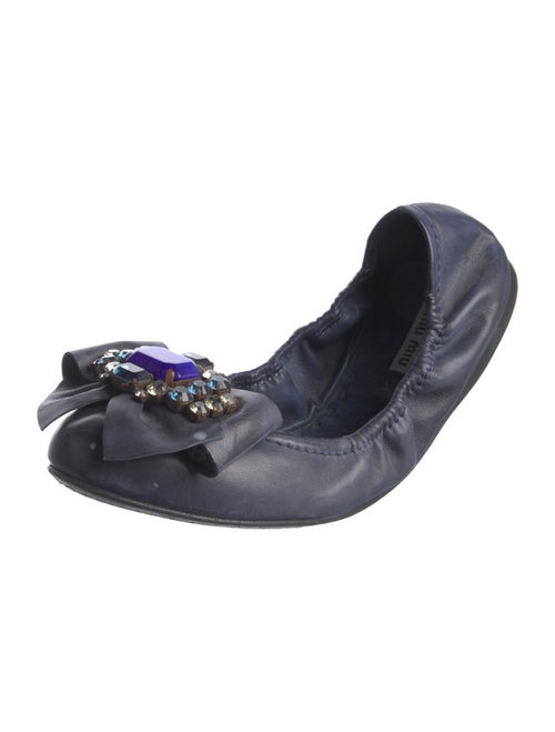 Miu Miu Leather Bow Accents Ballet Flats