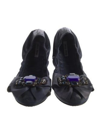 Miu Miu Leather Bow Accents Ballet Flats