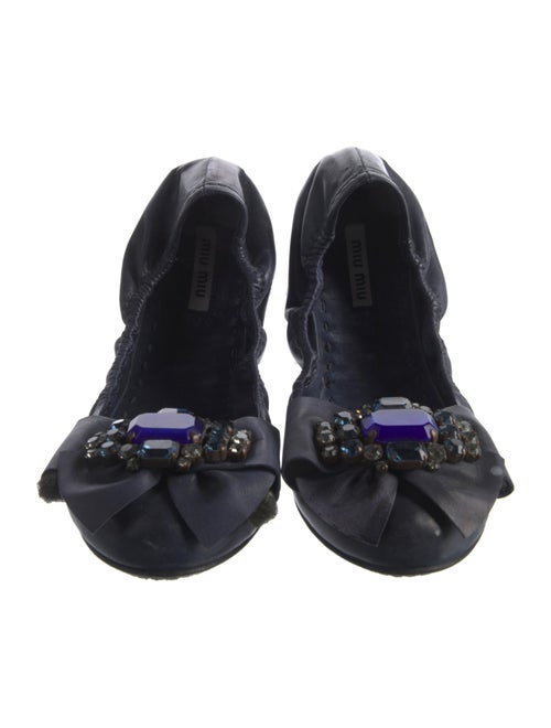 Miu Miu Leather Bow Accents Ballet Flats