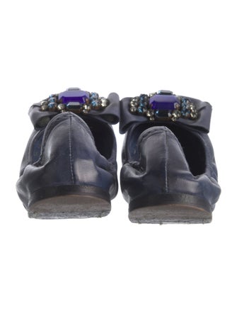 Miu Miu Leather Bow Accents Ballet Flats