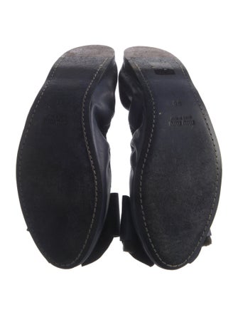 Miu Miu Leather Bow Accents Ballet Flats