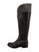 Miu Miu Leather Studded Accents Riding Boots