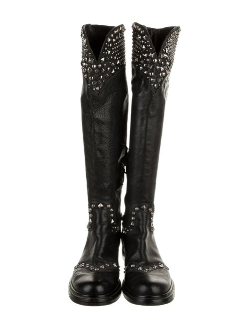 Miu Miu Leather Studded Accents Riding Boots