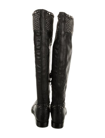 Miu Miu Leather Studded Accents Riding Boots