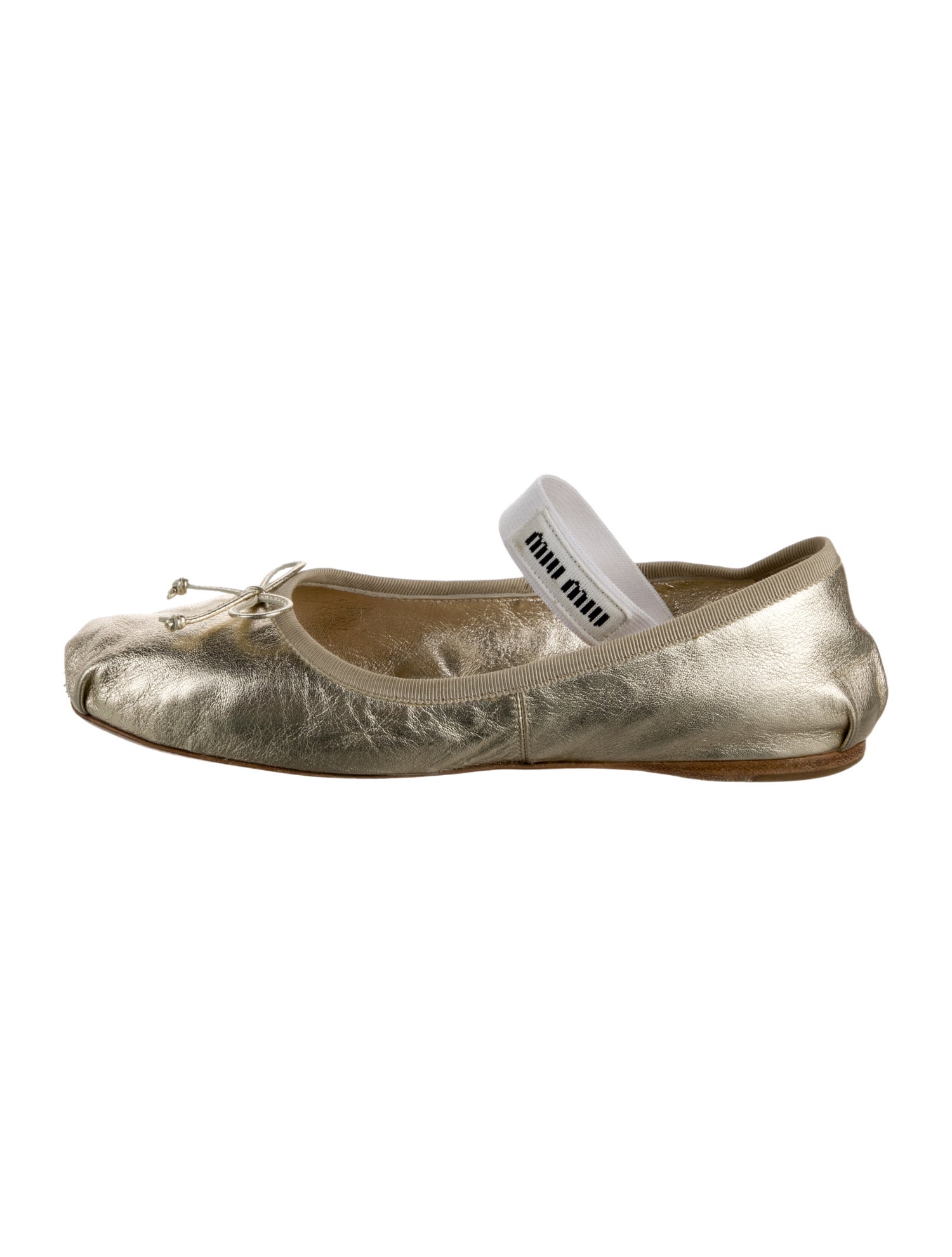 Miu Miu Leather Bow Accents Ballet Flats