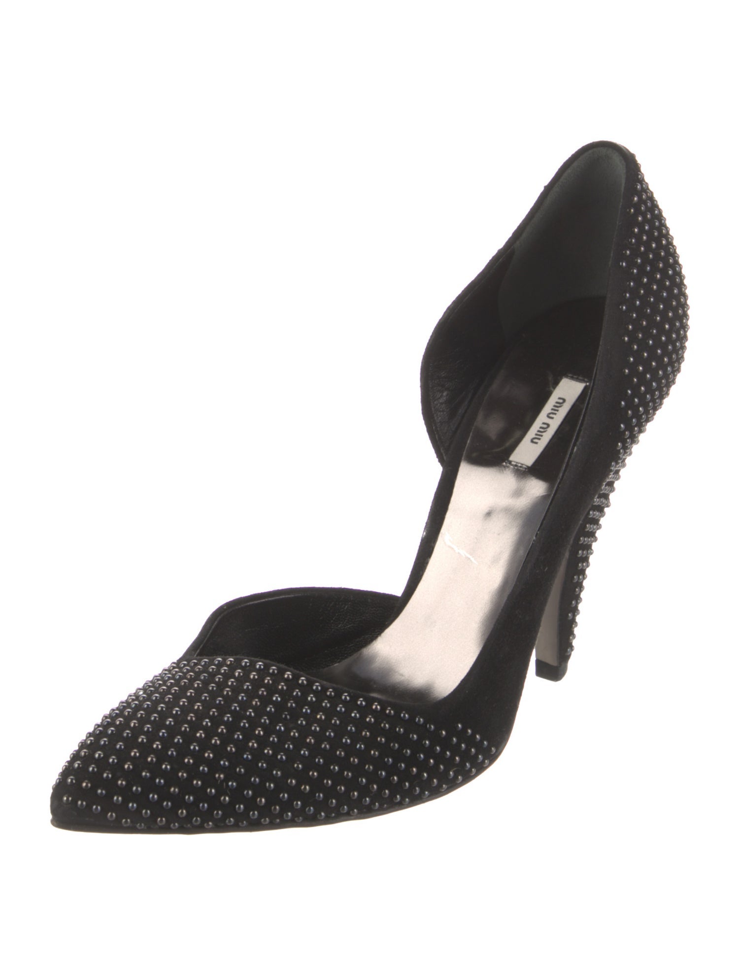 Miu Miu Suede Studded Accents D'Orsay Pumps