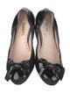 Miu Miu Patent Leather Bow Accents Ballet Flats