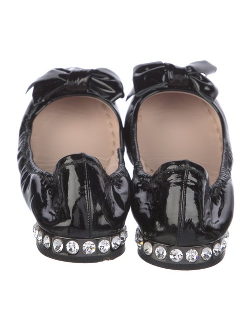 Miu Miu Patent Leather Bow Accents Ballet Flats