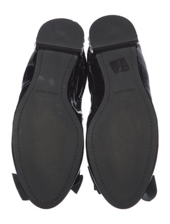 Miu Miu Patent Leather Bow Accents Ballet Flats