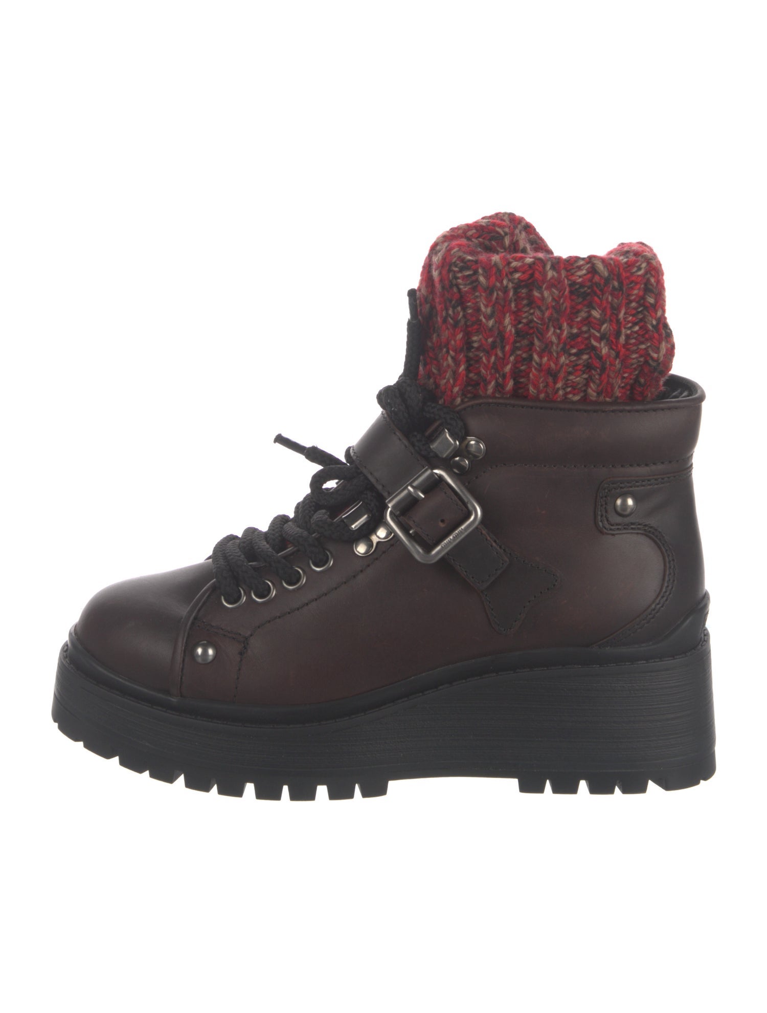 Miu Miu Leather Combat Boots
