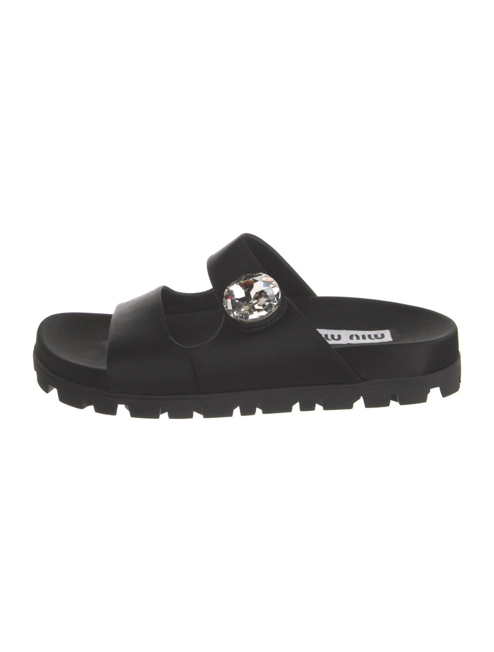 Miu Miu Satin Slides Black Crystal Embellishments… - image 1