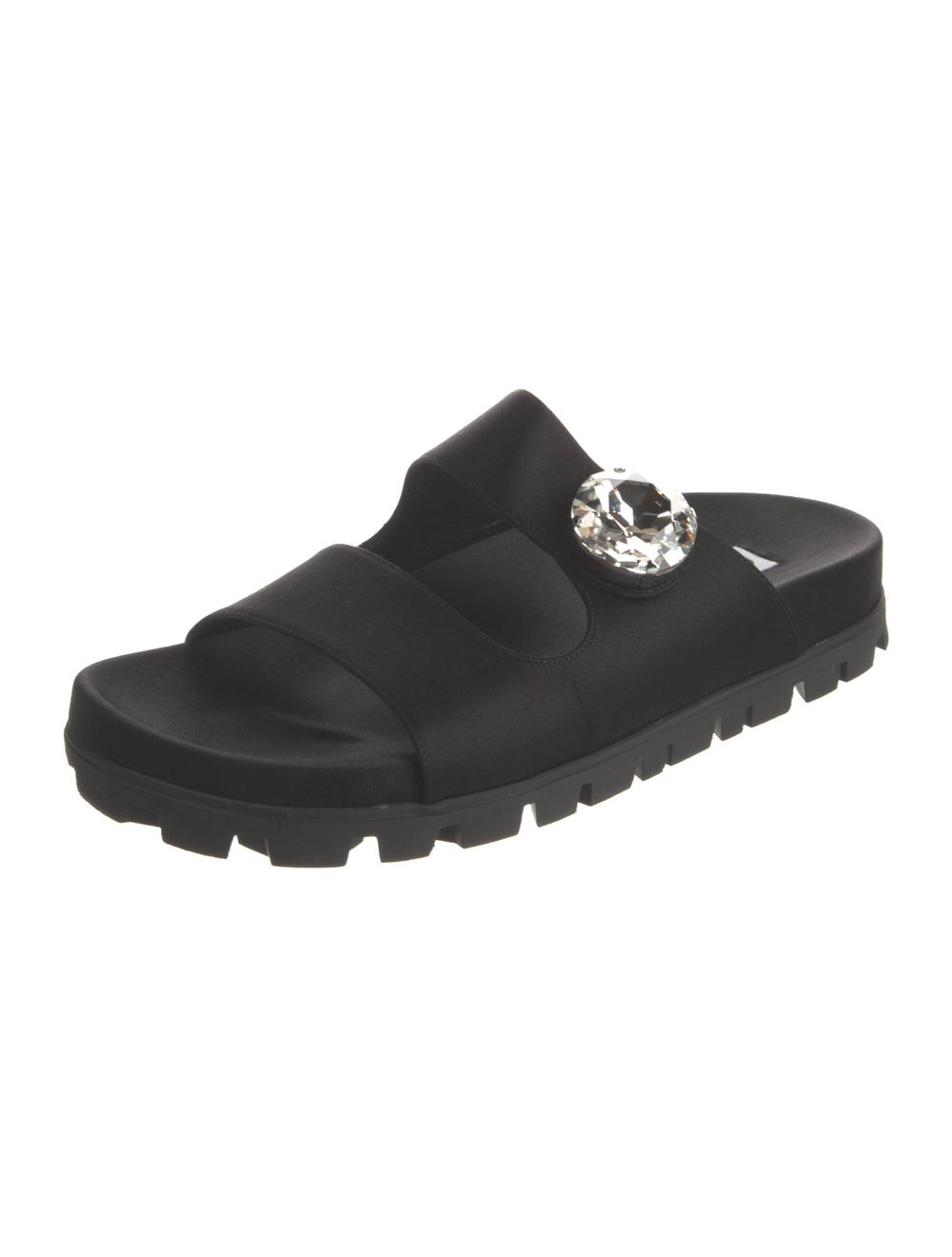 Miu Miu Satin Slides Black Crystal Embellishments… - image 2