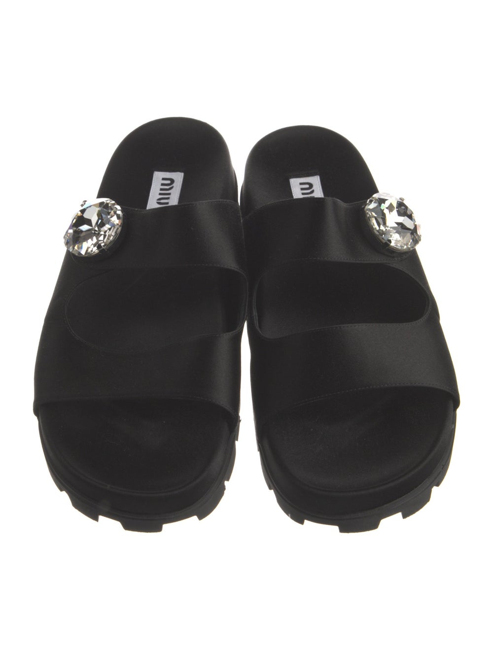 Miu Miu Satin Slides Black Crystal Embellishments… - image 3