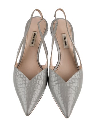 Miu Miu Leather Animal Print Slingback Pumps