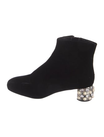 Miu Miu Velvet Crystal Embellishments Boots
