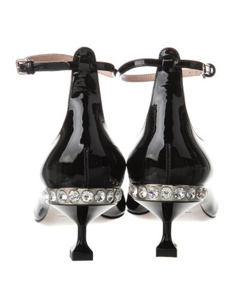 Miu Miu Patent Leather Crystal Embellishments Pumps