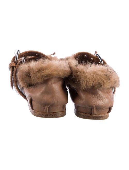 Miu Miu Leather Fur Trim Mary Jane Flats
