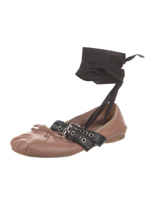 Miu Miu Leather Bow Accents Mules