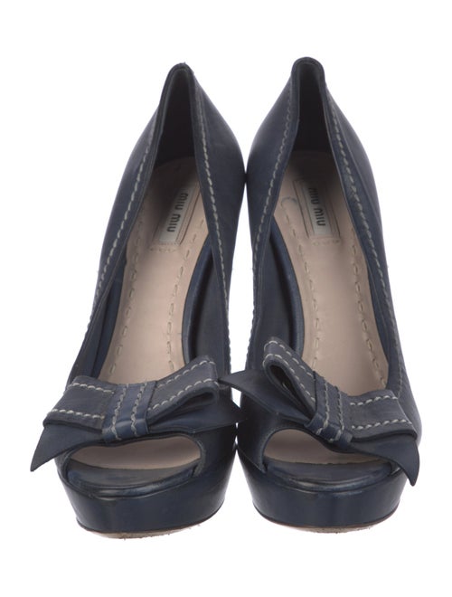 Miu Miu Leather Bow Accents Pumps
