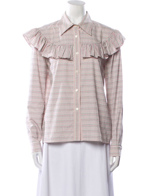 Miu Miu 2016 Plaid Print Button-Up Top