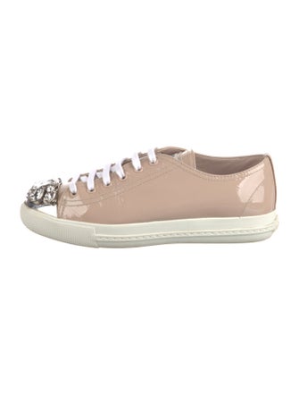Miu Miu Patent Leather Crystal Embellishments Sneakers