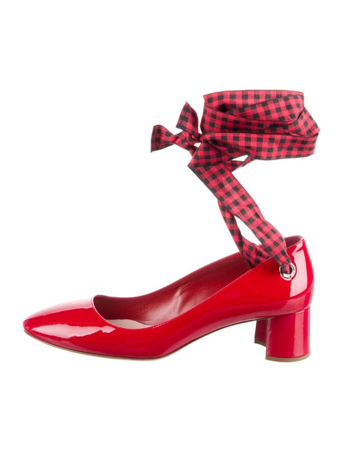 Miu Miu Patent Leather Plaid Print Pumps