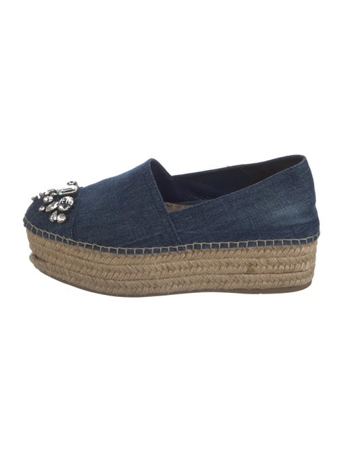Miu Miu Denim Crystal Embellishments Espadrilles