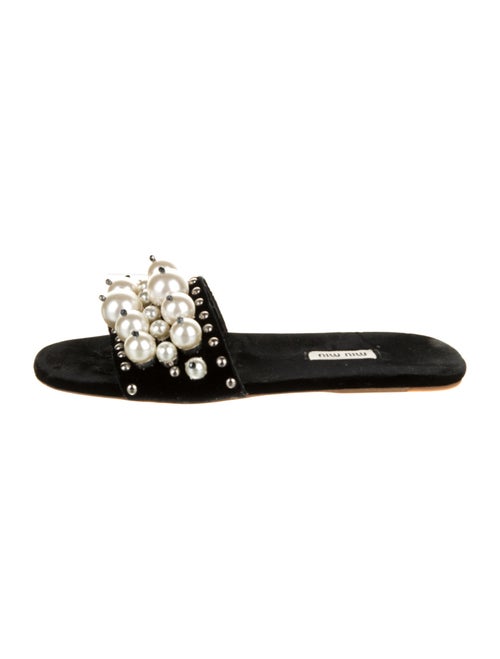 Miu Miu Velvet Beaded Accents Slides