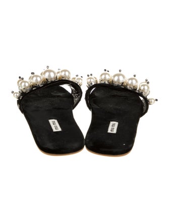Miu Miu Velvet Beaded Accents Slides