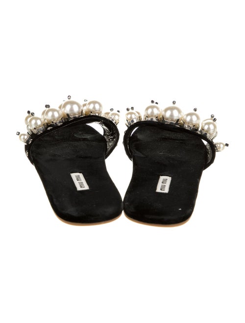 Miu Miu Velvet Beaded Accents Slides