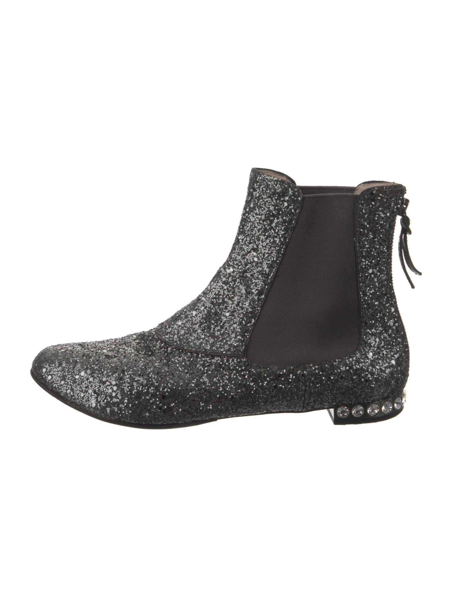 Miu Miu Glitter Crystal Embellishments Chelsea Boots