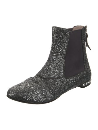Miu Miu Glitter Crystal Embellishments Chelsea Boots