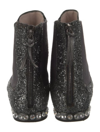 Miu Miu Glitter Crystal Embellishments Chelsea Boots