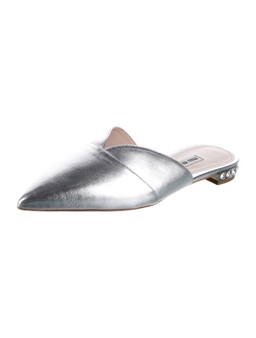 Miu Miu Leather Crystal Embellishments Mules
