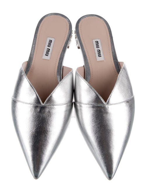Miu Miu Leather Crystal Embellishments Mules