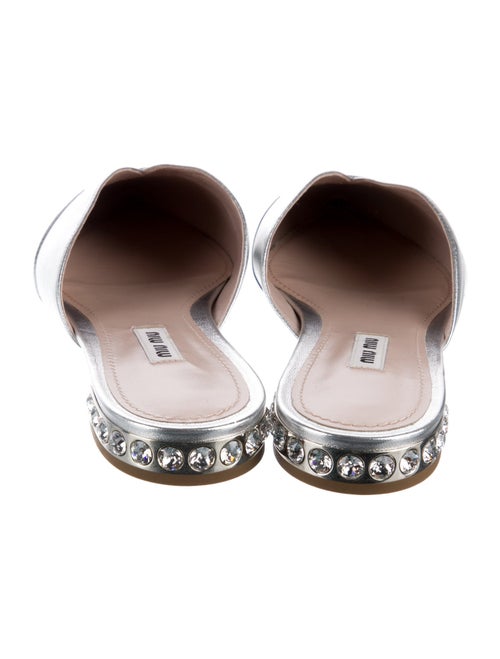 Miu Miu Leather Crystal Embellishments Mules