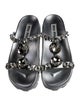 Miu Miu Leather Crystal Embellishments T-Strap Sandals