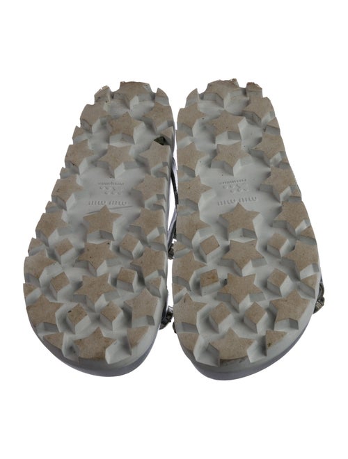 Miu Miu Leather Crystal Embellishments T-Strap Sandals