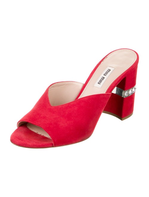 Miu Miu Suede Crystal Embellishments Slides
