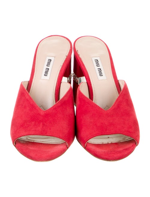 Miu Miu Suede Crystal Embellishments Slides