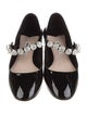 Miu Miu Patent Leather Crystal Embellishments Mary Jane Flats