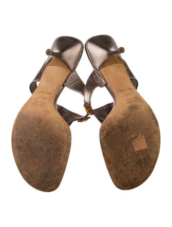 Miu Miu Leather Crystal Embellishments T-Strap Sandals