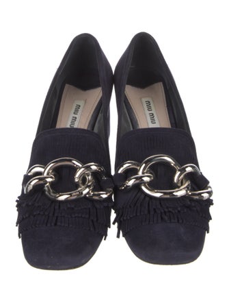 Miu Miu Suede Chain-Link Accents Pumps