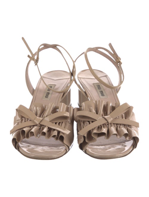 Miu Miu Patent Leather Bow Accents Sandals