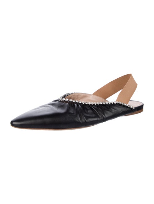 Miu Miu Leather Crystal Embellishments Slingback Flats