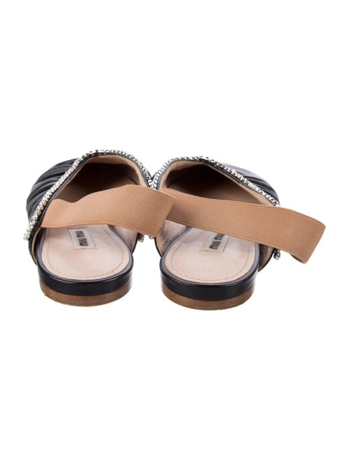 Miu Miu Leather Crystal Embellishments Slingback Flats