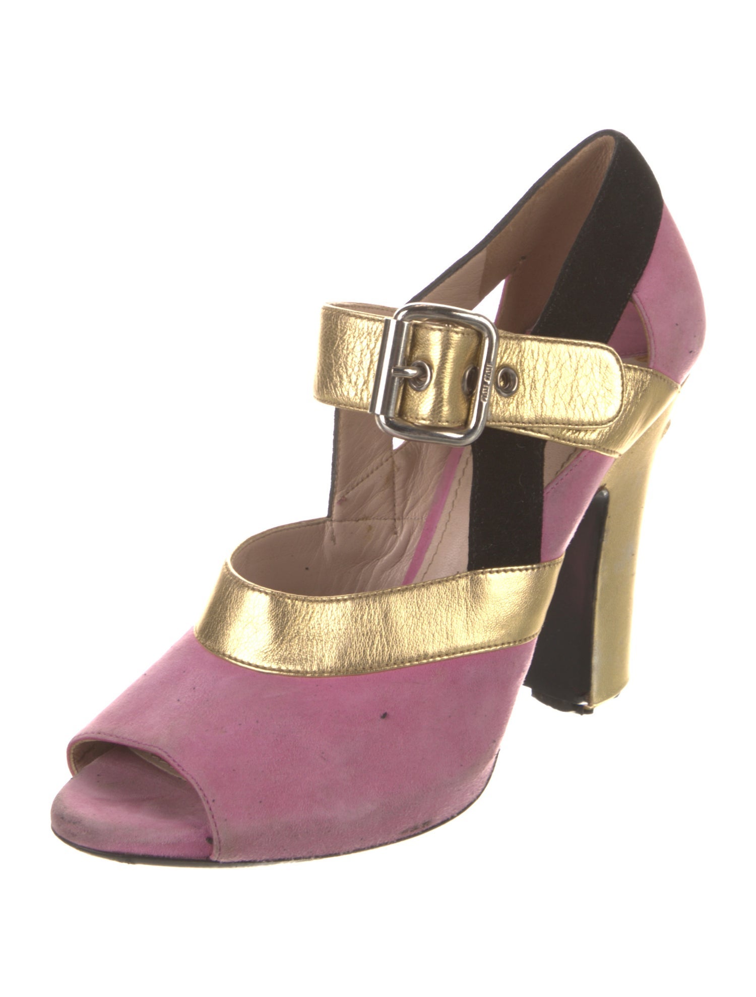 Miu Miu Suede Colorblock Pattern Pumps